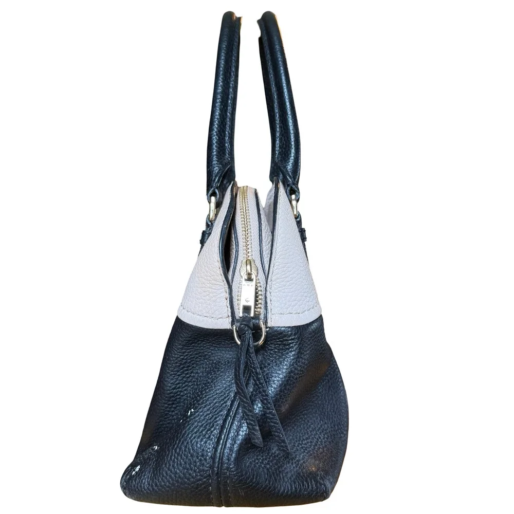 Kate Spade New York Black & Cream Leather Pebble Double Handle Purse Handbag